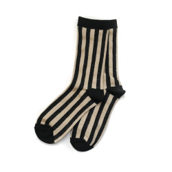 Pico Sock Vertical Striped ST07 Black/Light Gold