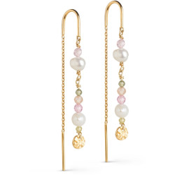 Enamel Earring E282G Sofia Light Pink/Pearl Gold