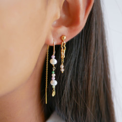 Enamel Earring E282G Sofia Light Pink/Pearl Gold