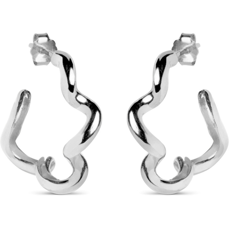 Enamel E312 Hoops Curly Silver