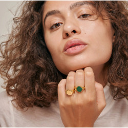 Enamel Luna Ring R79G Petrol Green