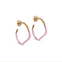 Enamel Sway Hoops E315G Light Pink