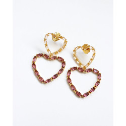 Pico Heartbeats Crystal Studs K01032-Bordo Gold