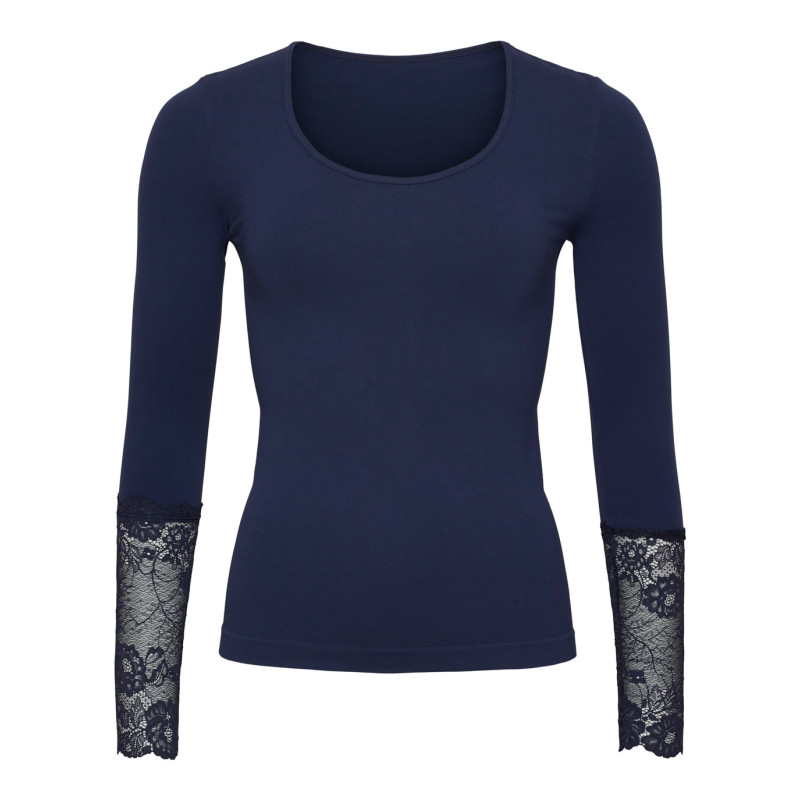 Tim & Simonsen Mary Blouse W/Lace LS H5-604 Blue