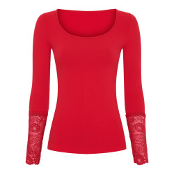 Tim & Simonsen Mary Blouse W/Lace LS H5-604 Rosso/Red