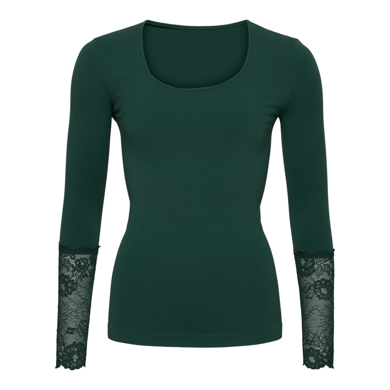 Tim & Simonsen Mary Blouse W/Lace LS H5-604 Verde Scuro