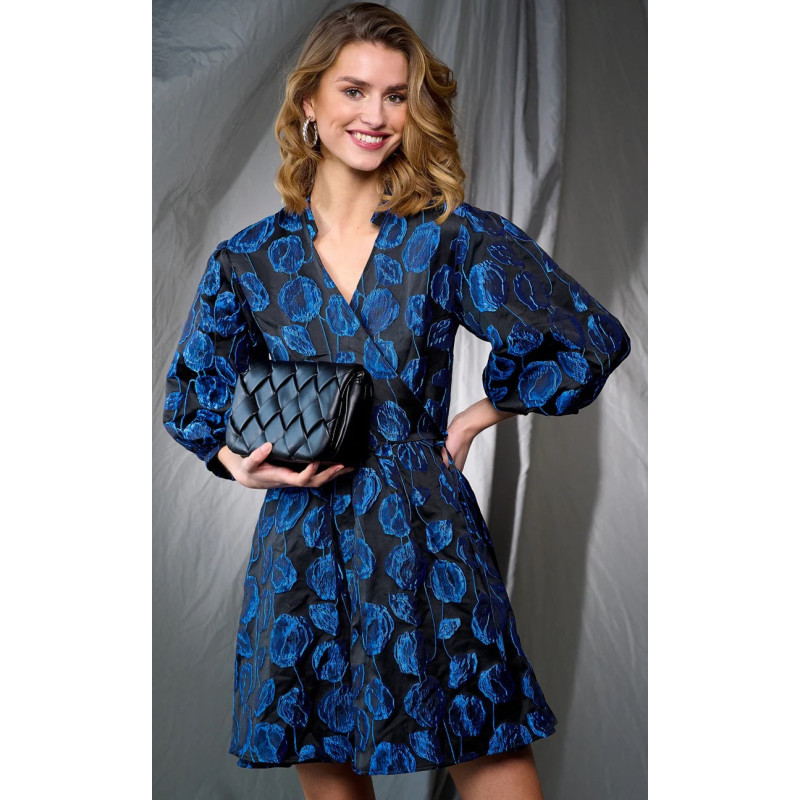 Noella Pina Aya Wrap Dress 12341083 Electric Blue Mix