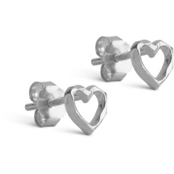 Enamel Organic Heart Studs E301SM Sterling Silver