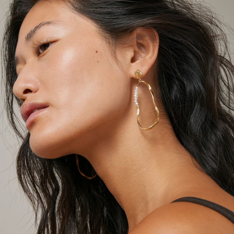 Enamel Aloma Pearl Earring Large E340GM Gold-plated
