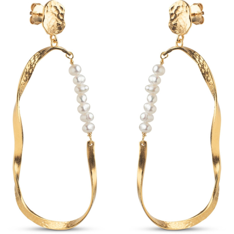 Enamel Aloma Pearl Earring Large E340GM Gold-plated