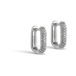 Enamel Square Hoops 12mm Sparkeling E361S Sterling Silver