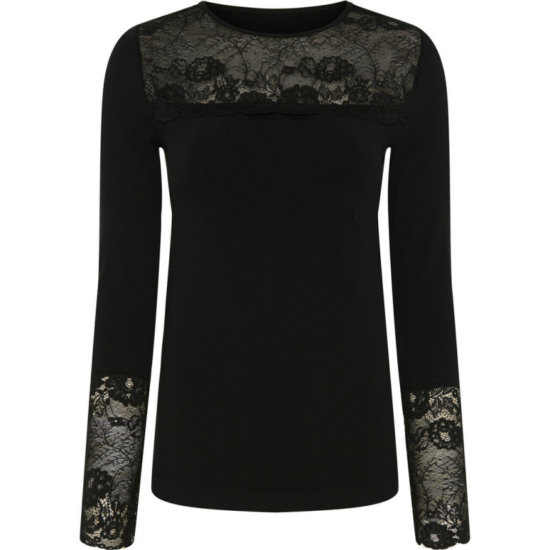 Tim & Simonsen Nancy Blouse Lacechest LS H5-18613 Black