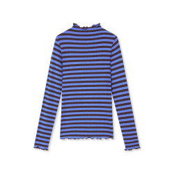 Mads Nørgaard Trutte Tee LS 203978 5x5 Stripe/Amparo Blue/Black Coffee