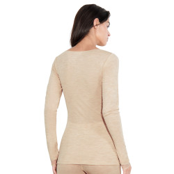 Femilet Juliana Top 100% Merino Wool Long Sleeve FN1584  02Y Heather Nude