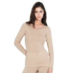 Femilet Juliana Top 100% Merino Wool Long Sleeve FN1584  02Y Heather Nude