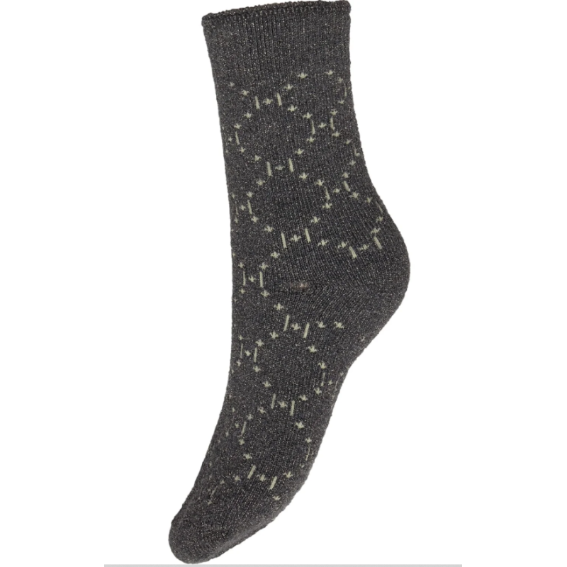 HYPEtheDETAIL Cosy Wool Socks w. Logo 37345 3354 Black/Grey/Gold