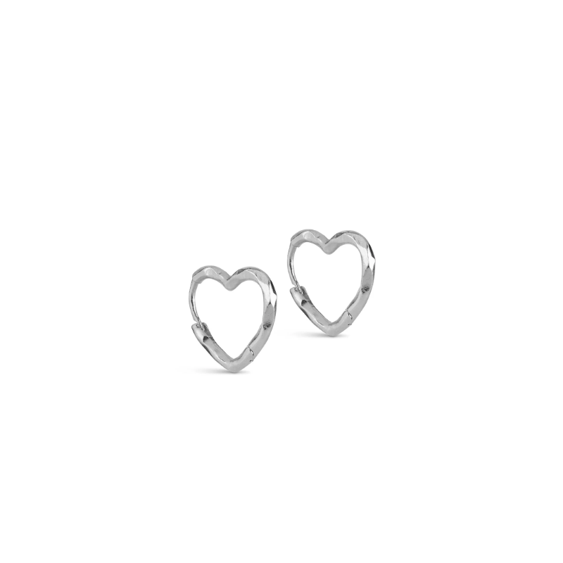 Enamel Hoops Organic Heart Small Silver