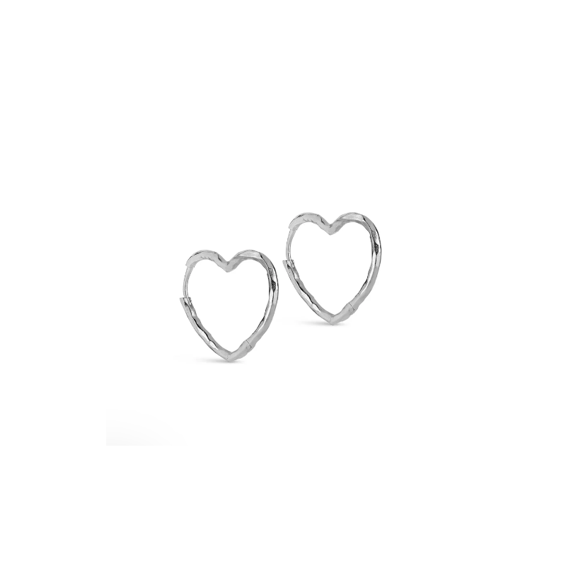 Enamel Hoops Organic Heart Medium Silver