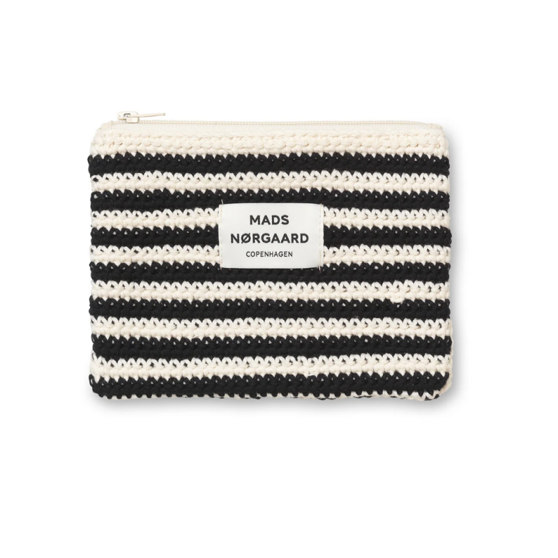 Mads Nørgaard Crochet Mili Stripe Pouch 204721 Black/Vanila Ice