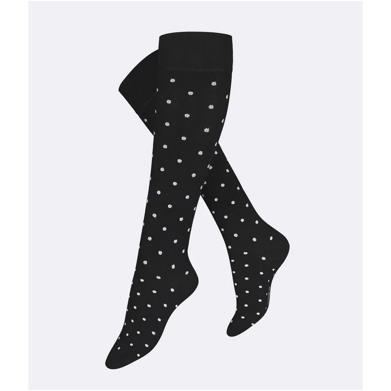 Vogue Carla Support Travel Socks Knee High 96727 Black w. Dots