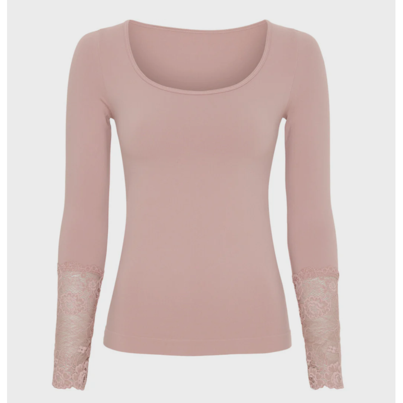 Tim & Simonsen Mary Blouse W/Lace LS H5-604 Rose Antico
