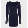 Tim & Simonsen Mary Blouse Plus Size W/Lace LS H5-607X Blu