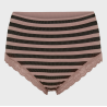 Tim & Simonsen ISA Midi Stripe Panties w. Lace Nero/Rosa Antico