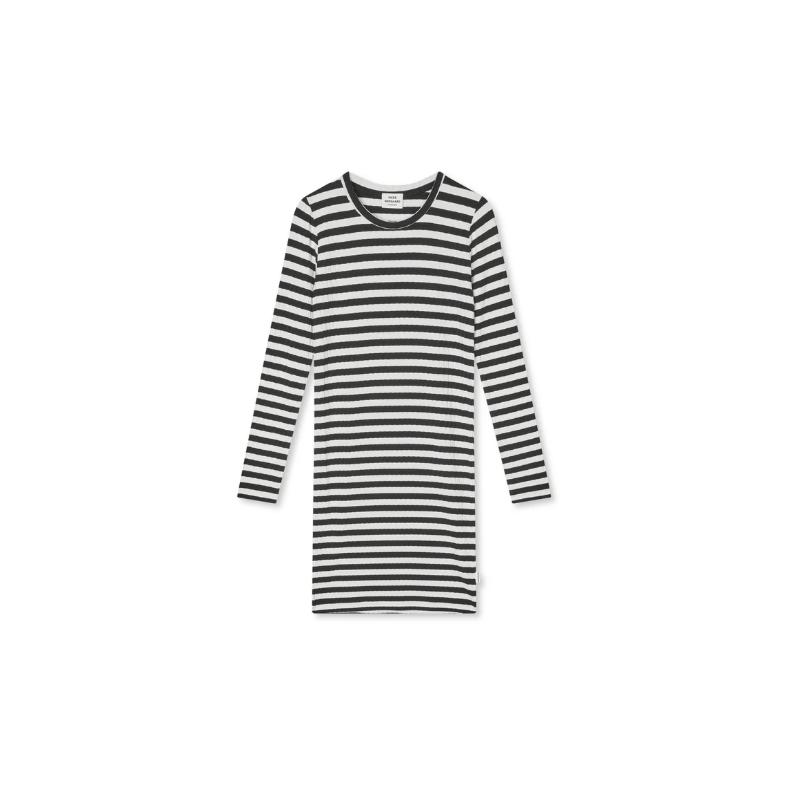 Mads Nørgaard KIDS 5x5 Classic Stripe Dubina Short Dress 205261 Black/Vanilla Ice