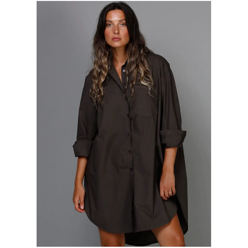 SixtyDays Long Boyfriend Shirt Brown