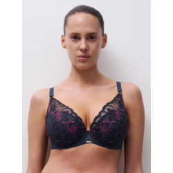 Chantelle Fleurs Plunge T-Shirt Bra C12Q20 B00 Marine Lurex