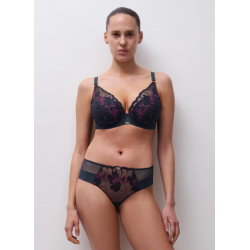 Chantelle Fleurs Plunge T-Shirt Bra C12Q20 B00 Marine Lurex