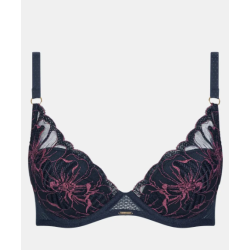 Chantelle Fleurs Plunge T-Shirt Bra C12Q20 B00 Marine Lurex