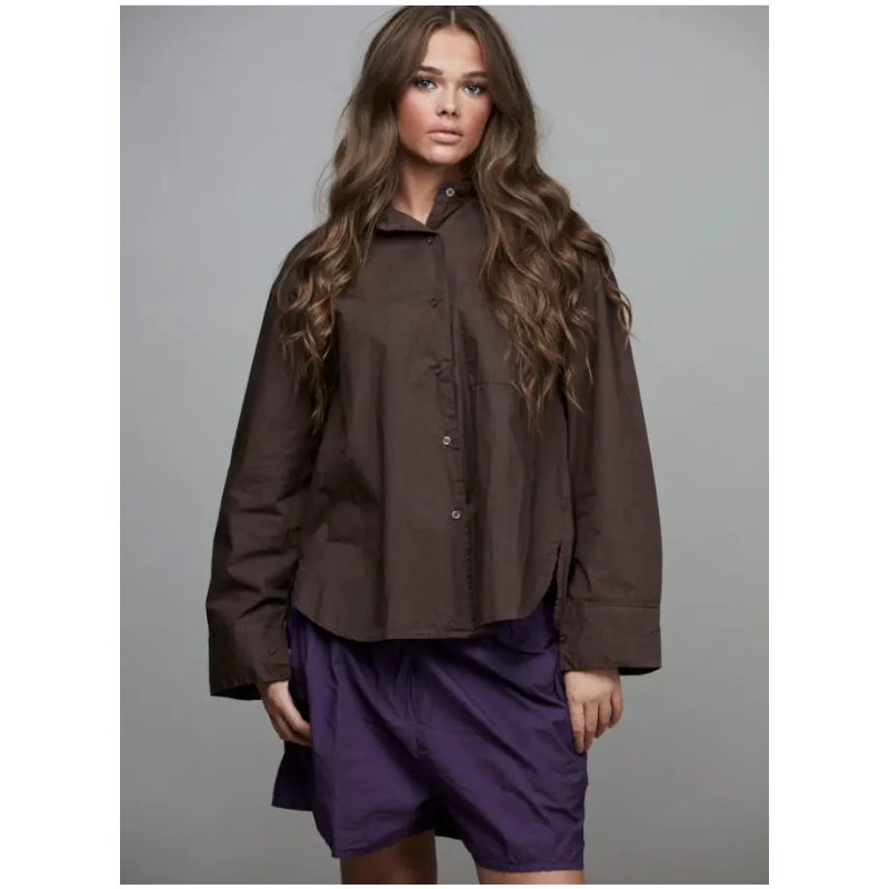 SixtyDays Big Pocket Boyfriend Shirt - Chocolate