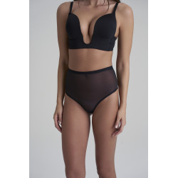BYE BRA Forming Tulle Mid Waist Thong Black