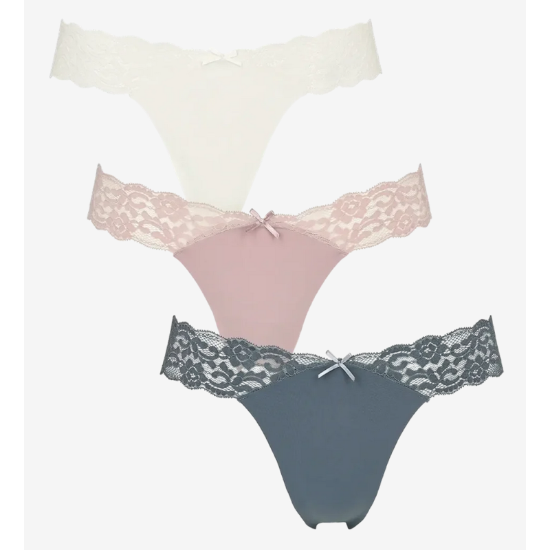 Missya Seamless String w/Lace on Side 3-Pack 14908 Grisaille Grey