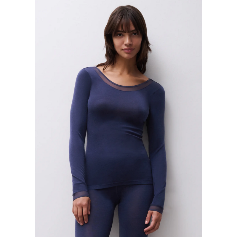 Femilet Juliana Top 100% Merino Wool Long Sleeve FN1584 050 Danube Blue