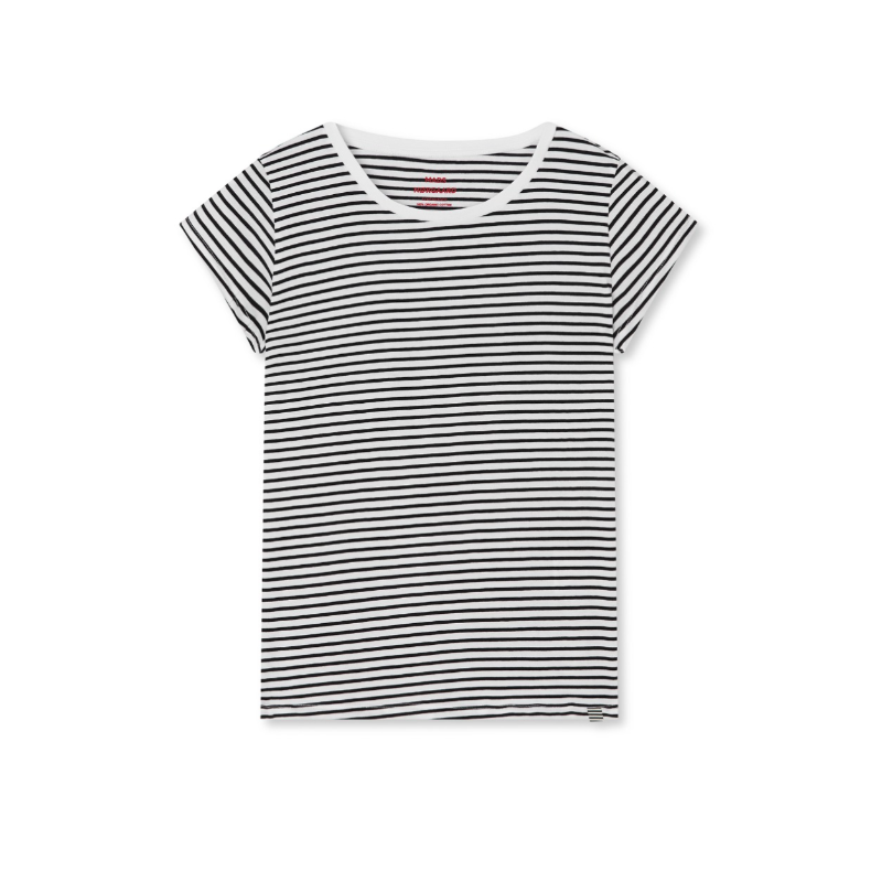 Mads Nørgaard Fine Jersey Stripe Tee FAV White/Black