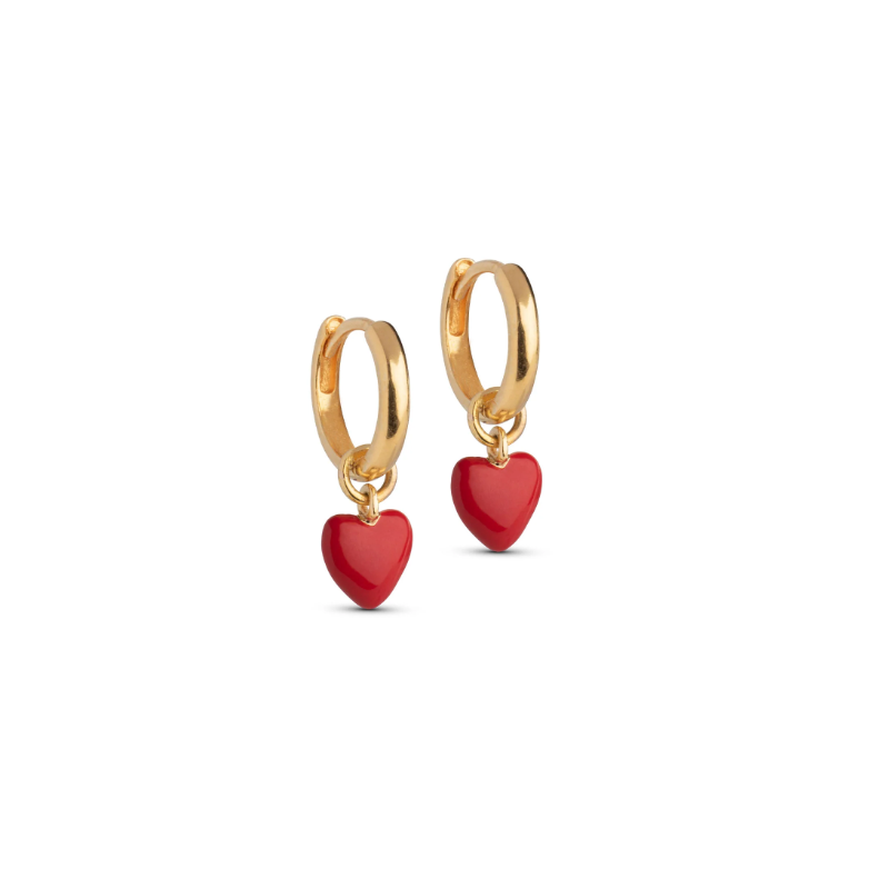 Enamel Amore Hoops E376G Gold-plated/ Red