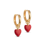 Enamel Amore Hoops E376G Gold-plated/ Red