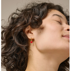 Enamel Amore Hoops E376G Gold-plated/ Red
