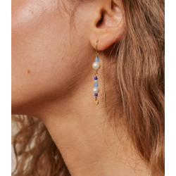 Enamel Earring E282G Sofia Gold/Marine