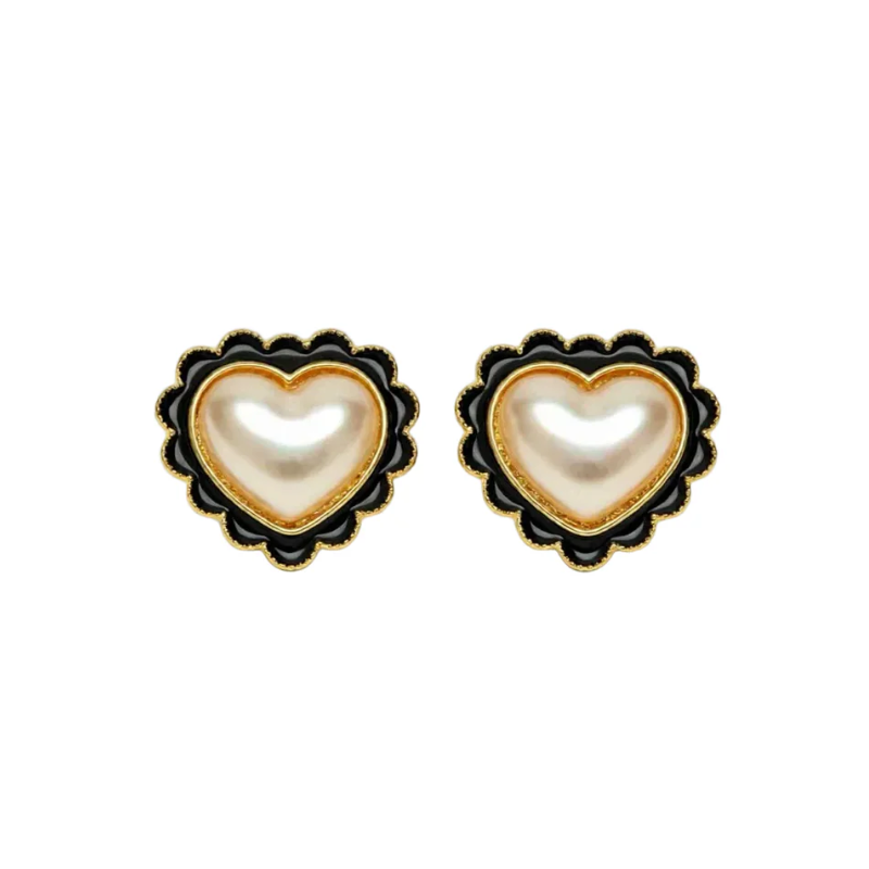 Tim & Simonsen Button Covers Heart 2 Stk. White/Black