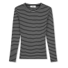 Mads Nørgaard 2x2 Cotton Stripe Tuba Tee LS 205492 Black/Vanilla Ice