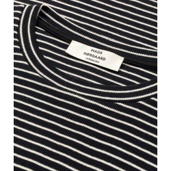 Mads Nørgaard 2x2 Cotton Stripe Tuba Tee LS 205492 Black/Vanilla Ice