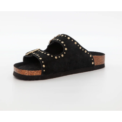 Duffy Sandal 86-45008 Black w. Gold Rivets