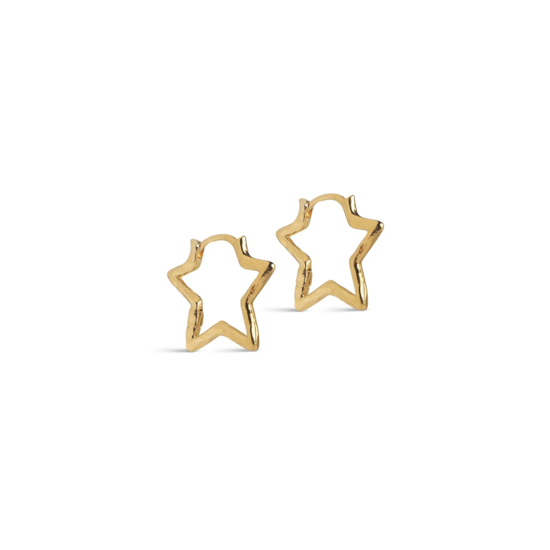 Enamel Hoops Organic Star Medium E488GB Gold Plated