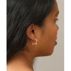 Enamel Hoops Organic Star Medium E488GB Gold Plated