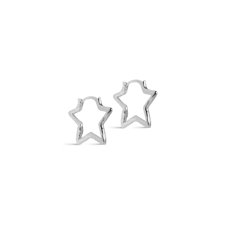 Enamel Hoops Organic Star Medium E488SB Silver Plated