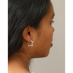Enamel Hoops Organic Star Medium E488SB Silver Plated