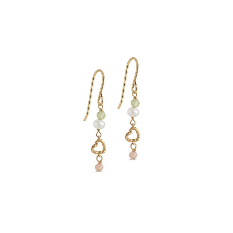 Enamel Earrings Organic Heart E490GB Gold / Meadow